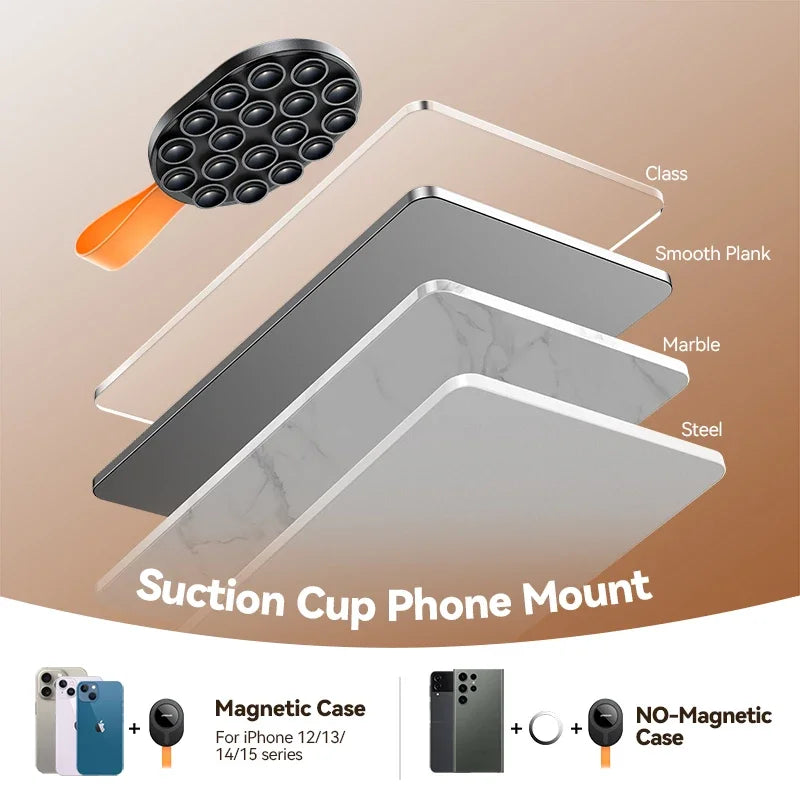 Magnetic Suction Cup Phone Mount Mirror Shower Grip Stand