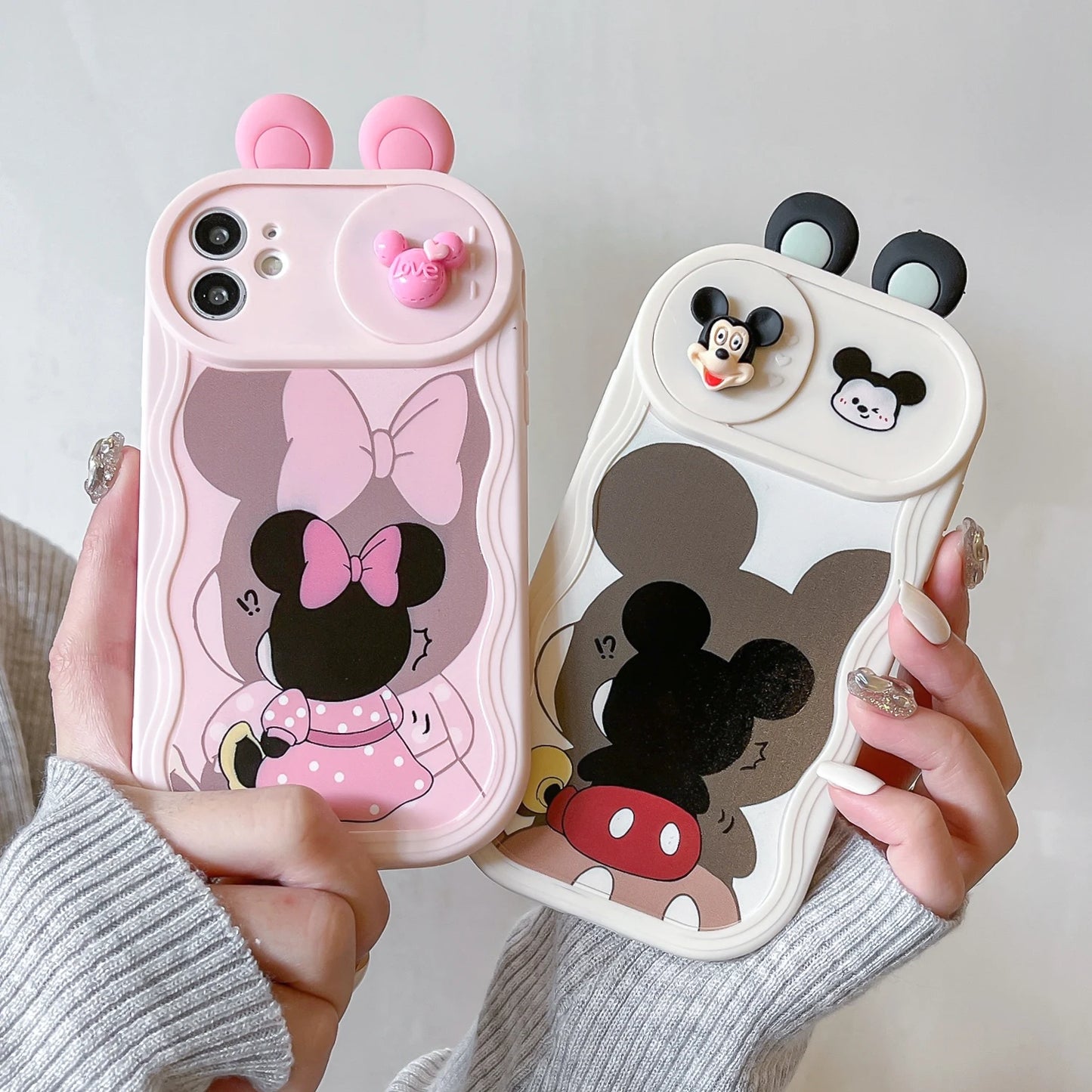 Minnie Stitch Cartoon Sliding Camera Wave Phone Case