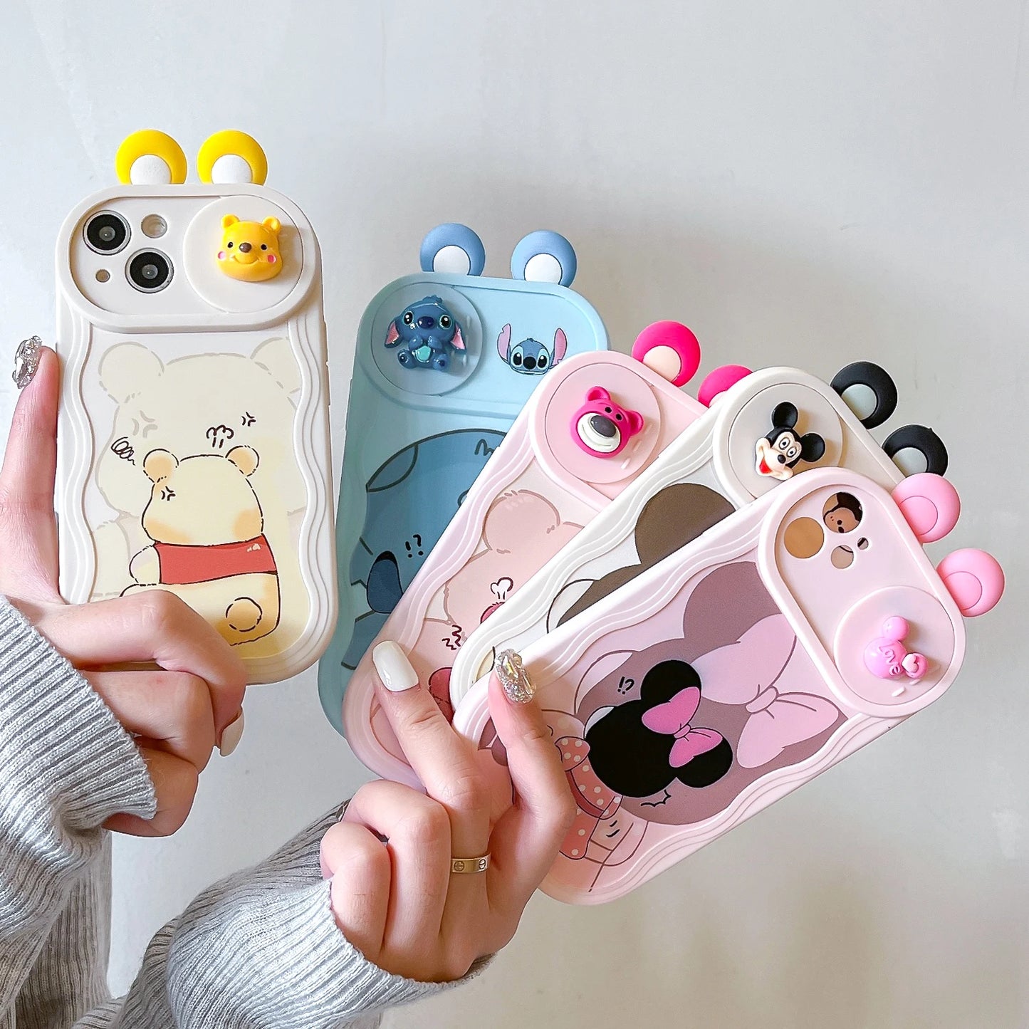 Minnie Stitch Cartoon Sliding Camera Wave Phone Case